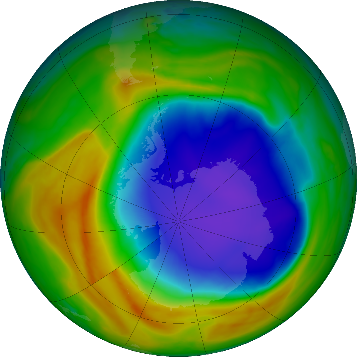 Antarctic ozone map for 24 October 2024